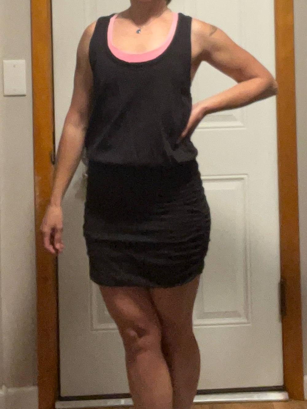 Black Ruched Tank Dress